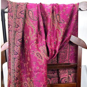 Festival paisley pashmina scarf for women Bridal shawl Bright Pink shawl wrap
